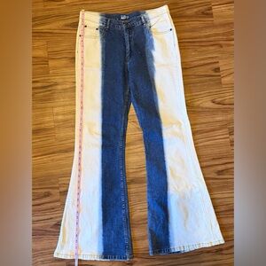 Authentic Blue Two-Tone Jeans | Unique Bleached Colorway | Bootcut